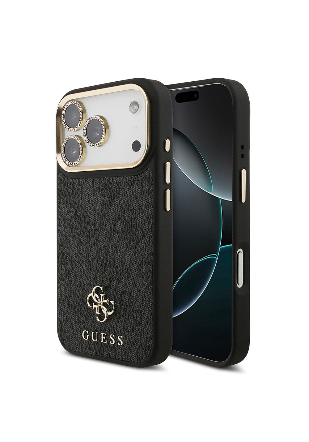 Apple iPhone 17 Pro Guess Orijinal Lisanslı 4G ve Yazı Logolu Kılıf + Ekran Koruyucu + Lens Koruyucu 3in1 Aksesuar Seti