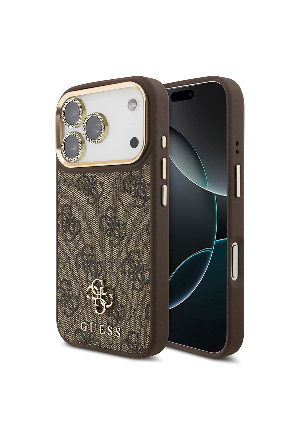 Apple iPhone 17 Pro Guess Orijinal Lisanslı 4G ve Yazı Logolu Kılıf + Ekran Koruyucu + Lens Koruyucu 3in1 Aksesuar Seti