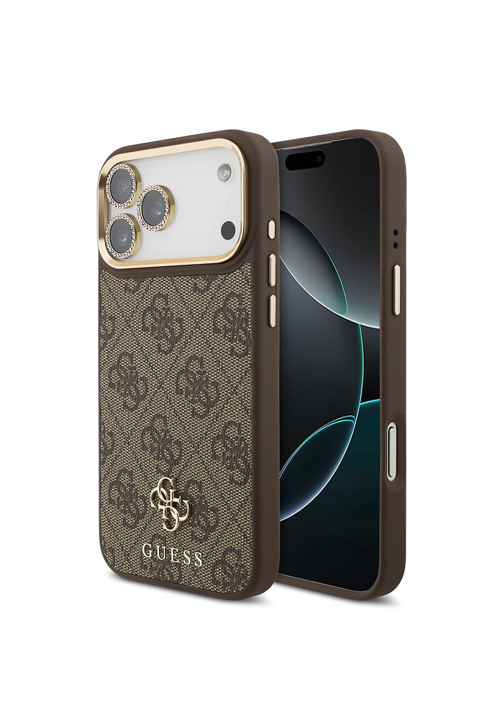 Apple iPhone 17 Pro Max Guess Orijinal Lisanslı 4G ve Yazı Logolu Kılıf + Ekran Koruyucu + Lens Koruyucu 3in1 Aksesuar Seti