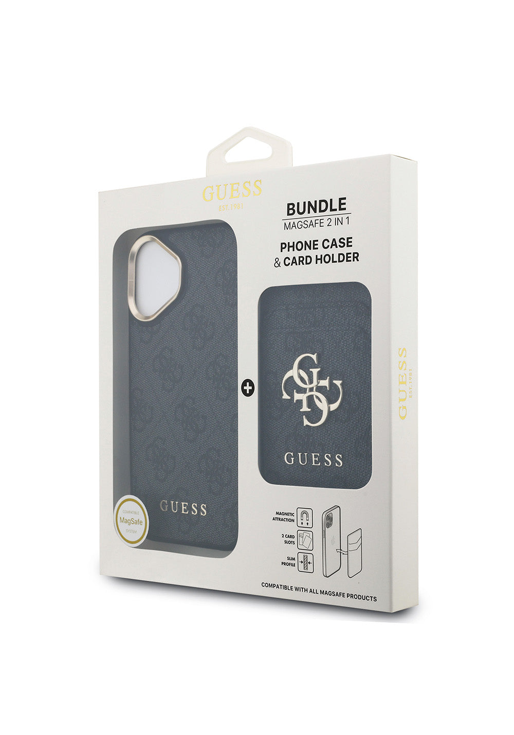 Apple iPhone 17 Kılıf Guess Orijinal Lisanslı Manyetik Şarj Uyumlu 4G Metal Büyük Logolu Kartlıklı Kapak