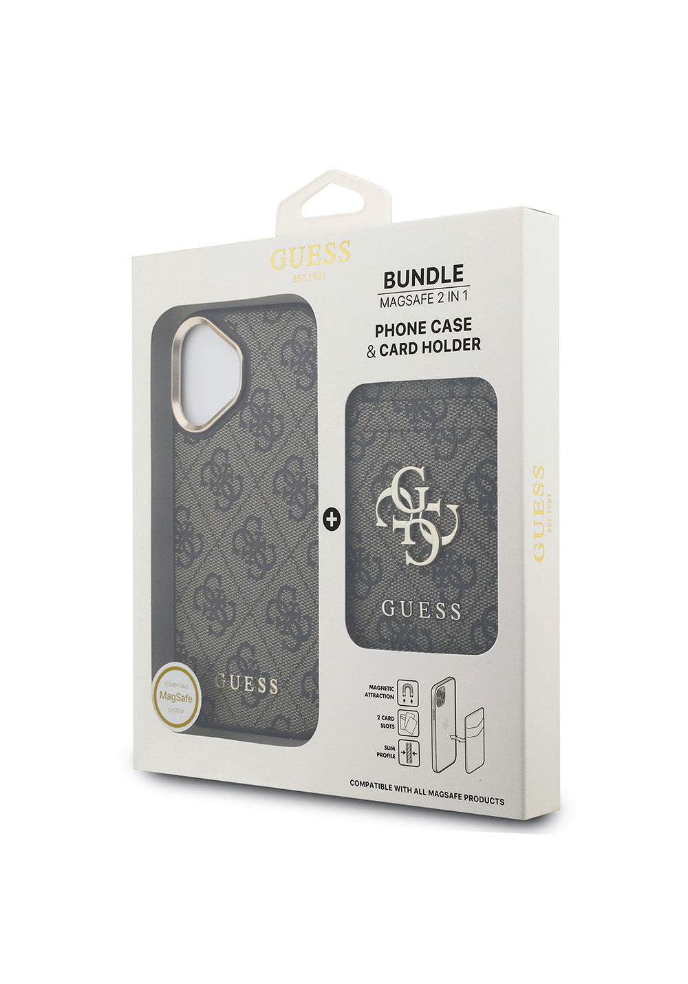 Apple iPhone 17 Kılıf Guess Orijinal Lisanslı Manyetik Şarj Uyumlu 4G Metal Büyük Logolu Kartlıklı Kapak