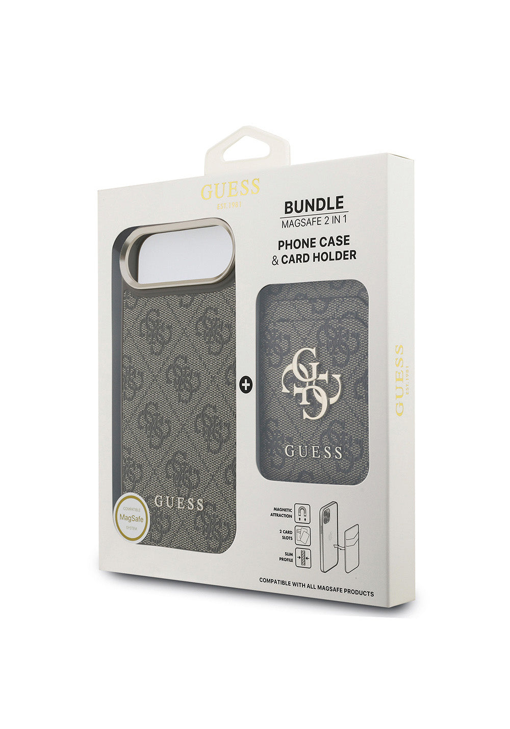 Apple iPhone 17 Air Kılıf Guess Orijinal Lisanslı Manyetik Şarj Uyumlu 4G Metal Büyük Logolu Kartlıklı Kapak