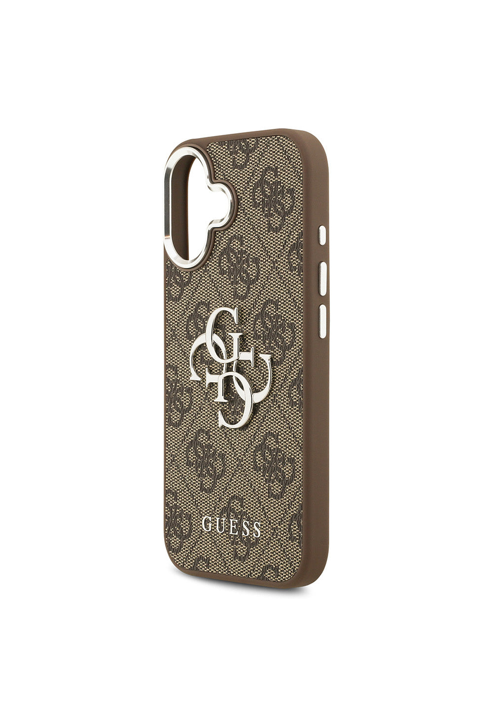 Apple iPhone 17 Kılıf Guess Orijinal Lisanslı Gümüş Metal Kamera Çerçeveli 4G Desenli Metal Büyük 4G ve Yazı Logolu Kapak