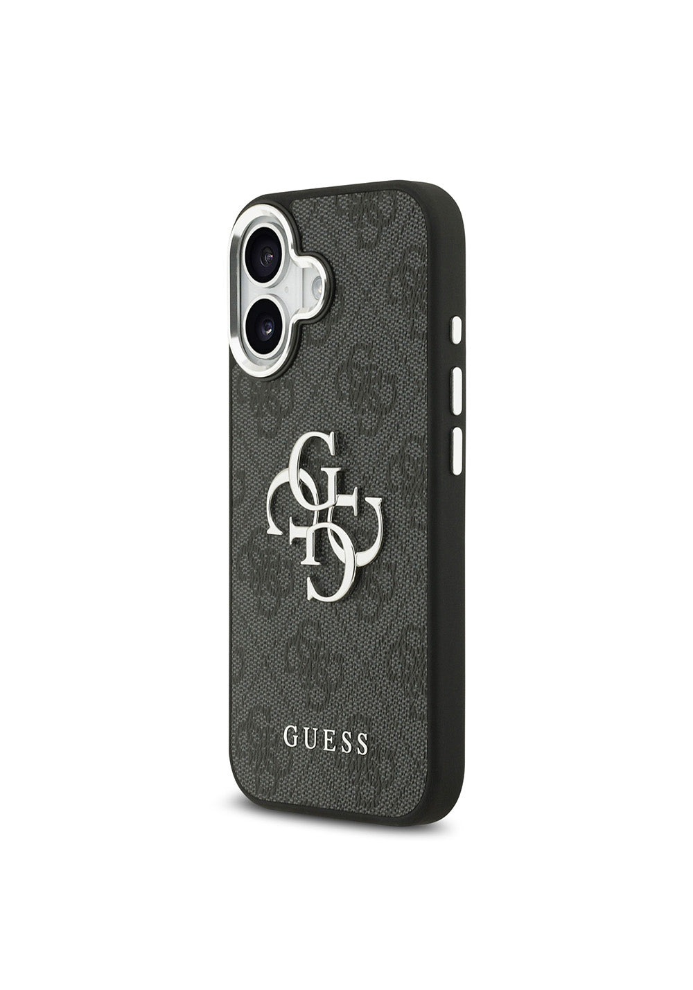 Apple iPhone 17 Kılıf Guess Orijinal Lisanslı Gümüş Metal Kamera Çerçeveli 4G Desenli Metal Büyük 4G ve Yazı Logolu Kapak