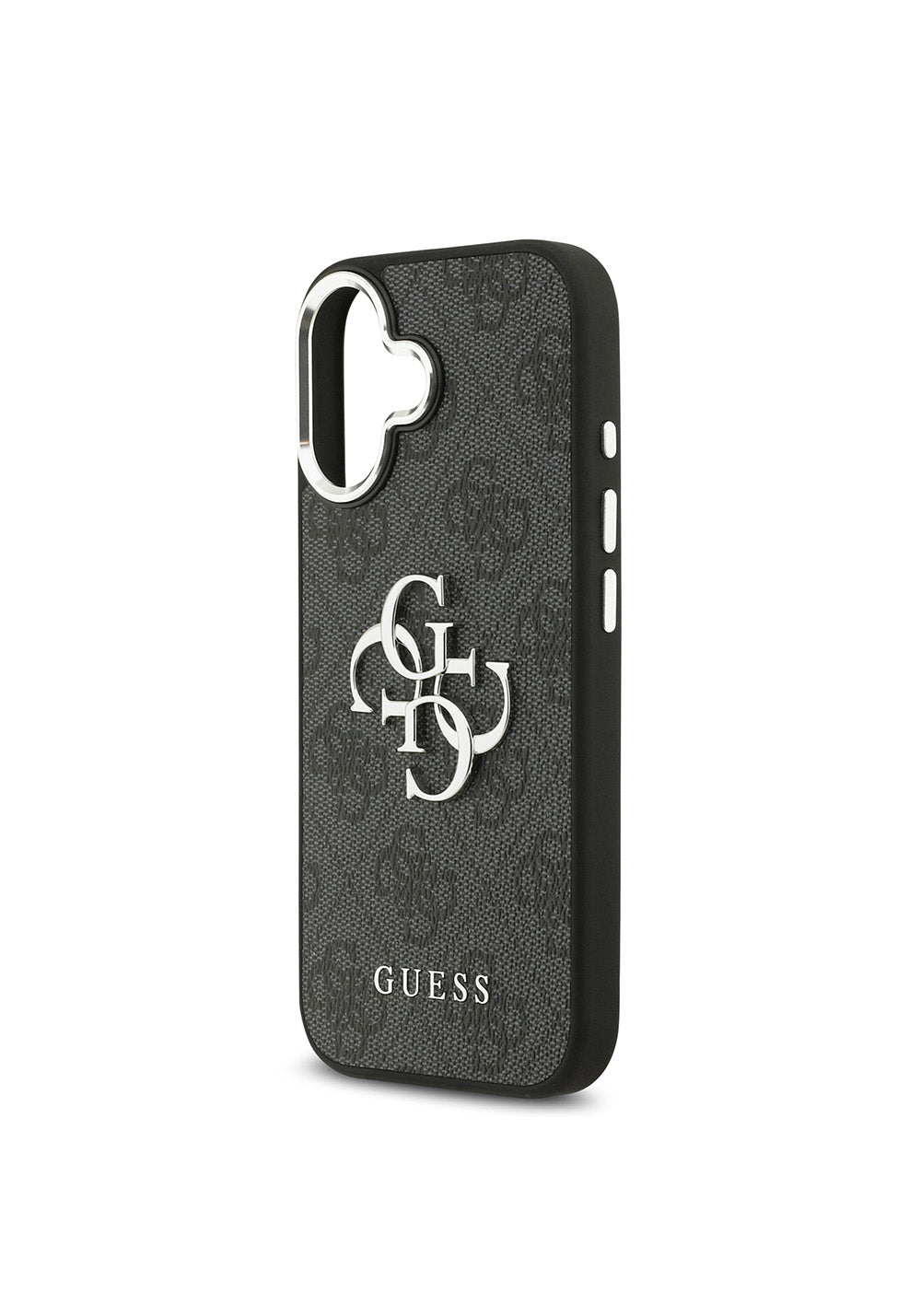 Apple iPhone 17 Kılıf Guess Orijinal Lisanslı Gümüş Metal Kamera Çerçeveli 4G Desenli Metal Büyük 4G ve Yazı Logolu Kapak