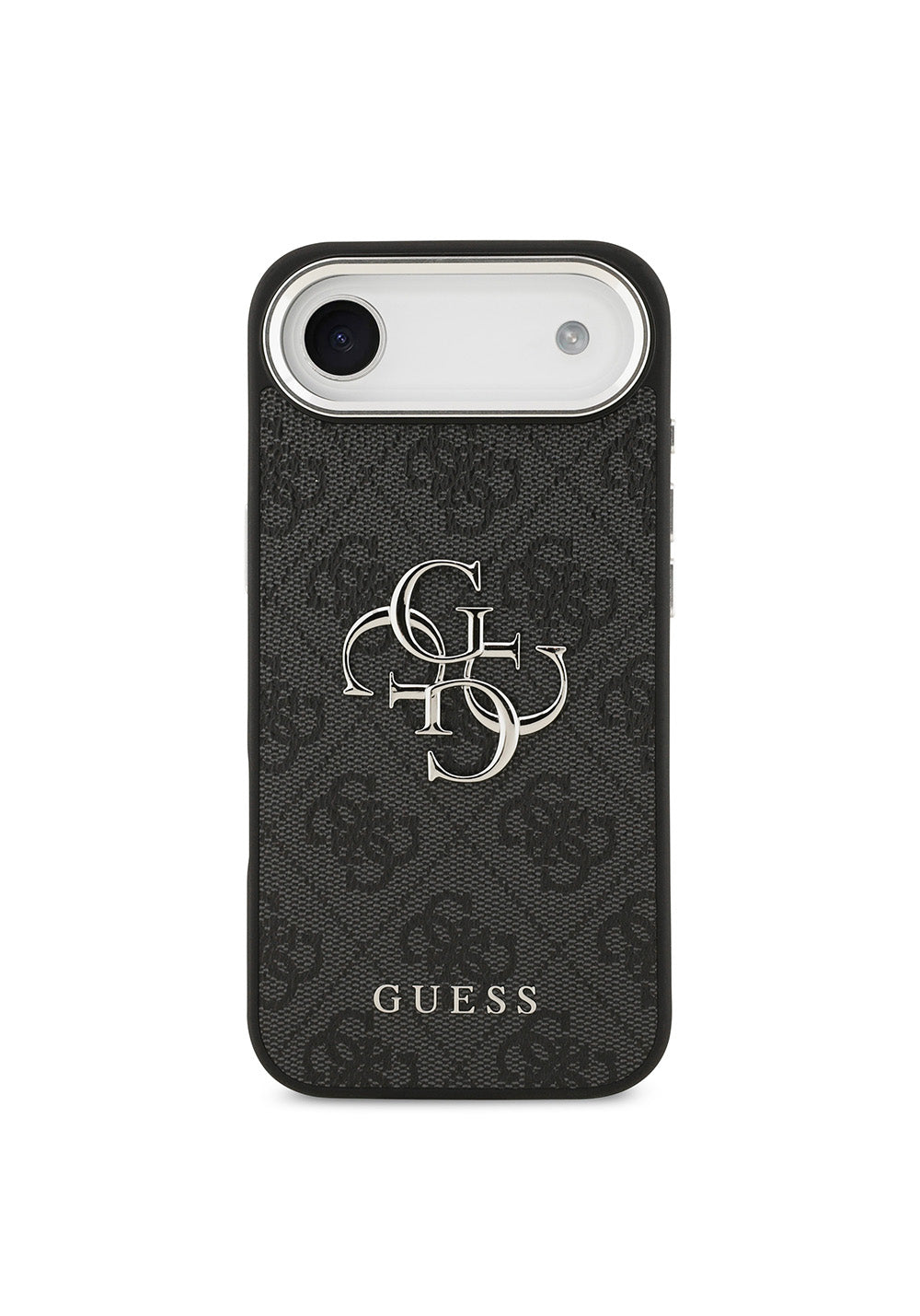 Apple iPhone 17 Air Kılıf Guess Orijinal Lisanslı Gümüş Metal Kamera Çerçeveli 4G Desenli Metal Büyük 4G ve Yazı Logolu Kapak