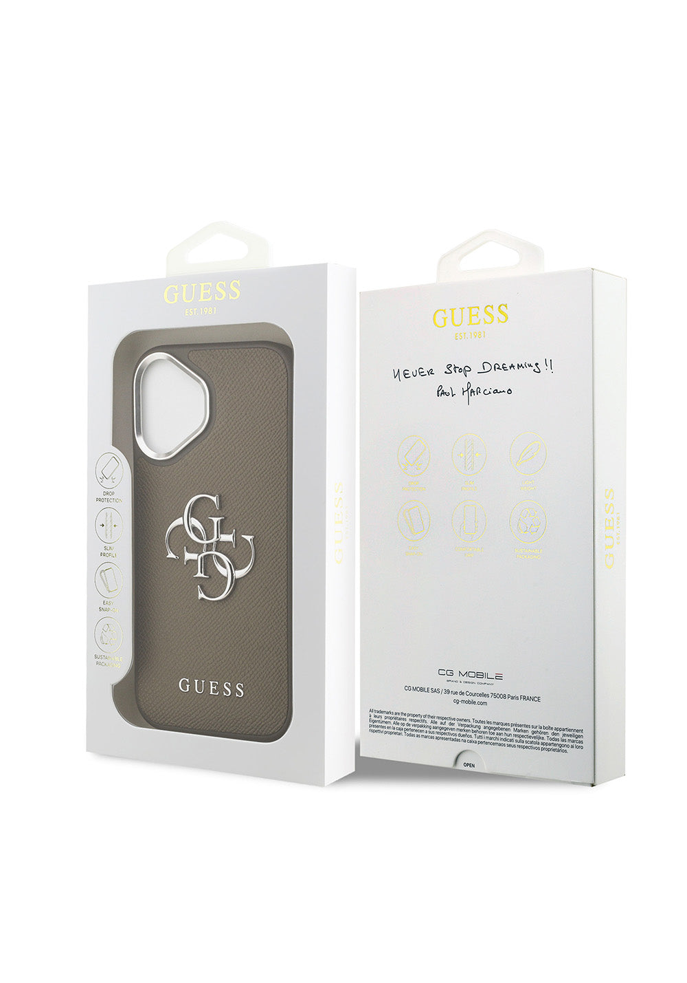 Apple iPhone 17 Kılıf Guess Orijinal Lisanslı Grained 4G Metal Büyük Logolu Kapak