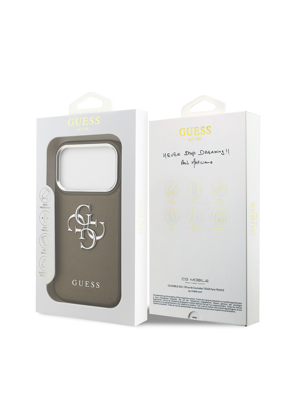Apple iPhone 17 Pro Kılıf Guess Orijinal Lisanslı Grained 4G Metal Büyük Logolu Kapak