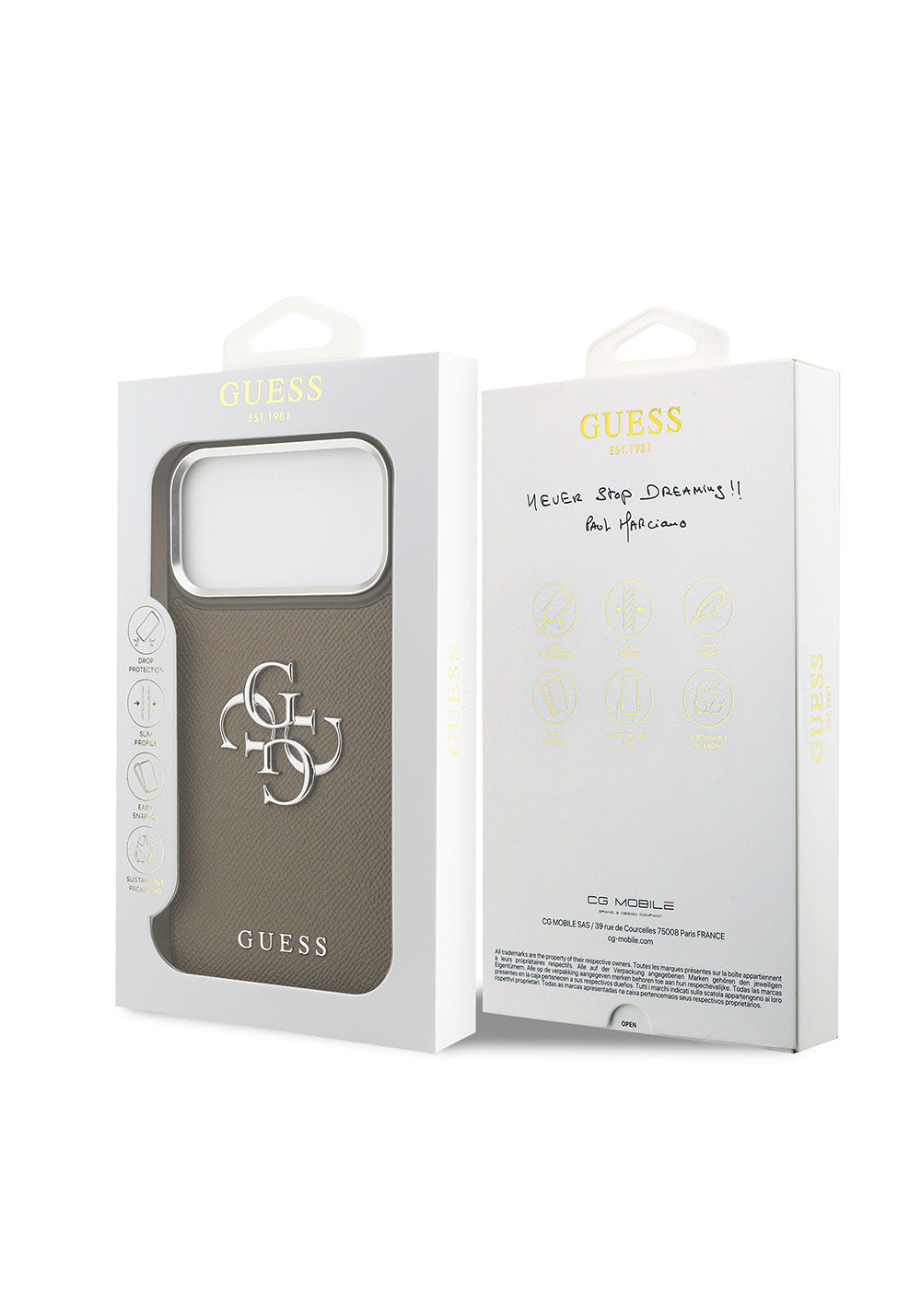 Apple iPhone 17 Pro Max Kılıf Guess Orijinal Lisanslı Grained 4G Metal Büyük Logolu Kapak