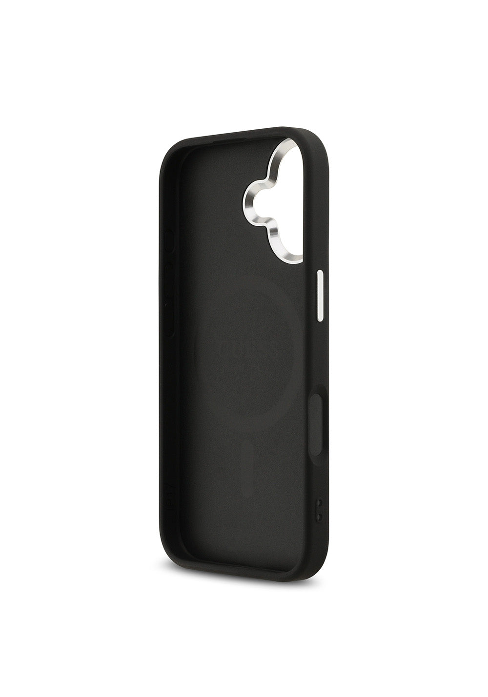 Apple iPhone 17 Kılıf Guess Orijinal Lisanslı Manyetik Şarj Uyumlu Gümüş Metal Kamera Çerçeveli Üçgen Logo 4G Desenli Kapak