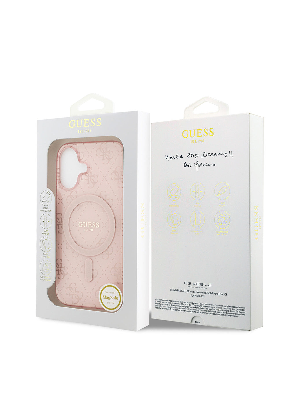 Apple iPhone 17 Kılıf Guess Orijinal Lisanslı Manyetik Şarj Uyumlu IML Baskılı Klasik Logolu 4G Desenli Kapak