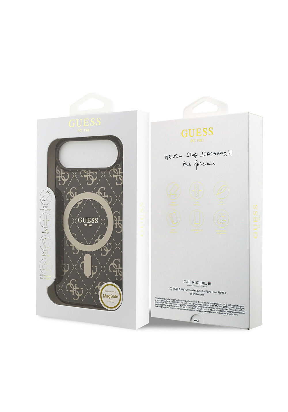 Apple iPhone 17 Air Kılıf Guess Orijinal Lisanslı Manyetik Şarj Uyumlu IML Baskılı Klasik Logolu 4G Desenli Kapak