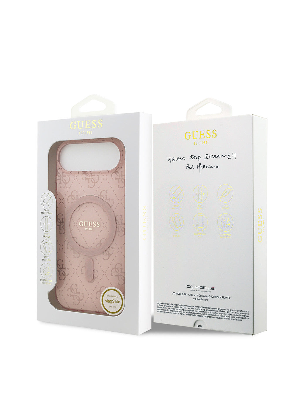 Apple iPhone 17 Air Kılıf Guess Orijinal Lisanslı Manyetik Şarj Uyumlu IML Baskılı Klasik Logolu 4G Desenli Kapak