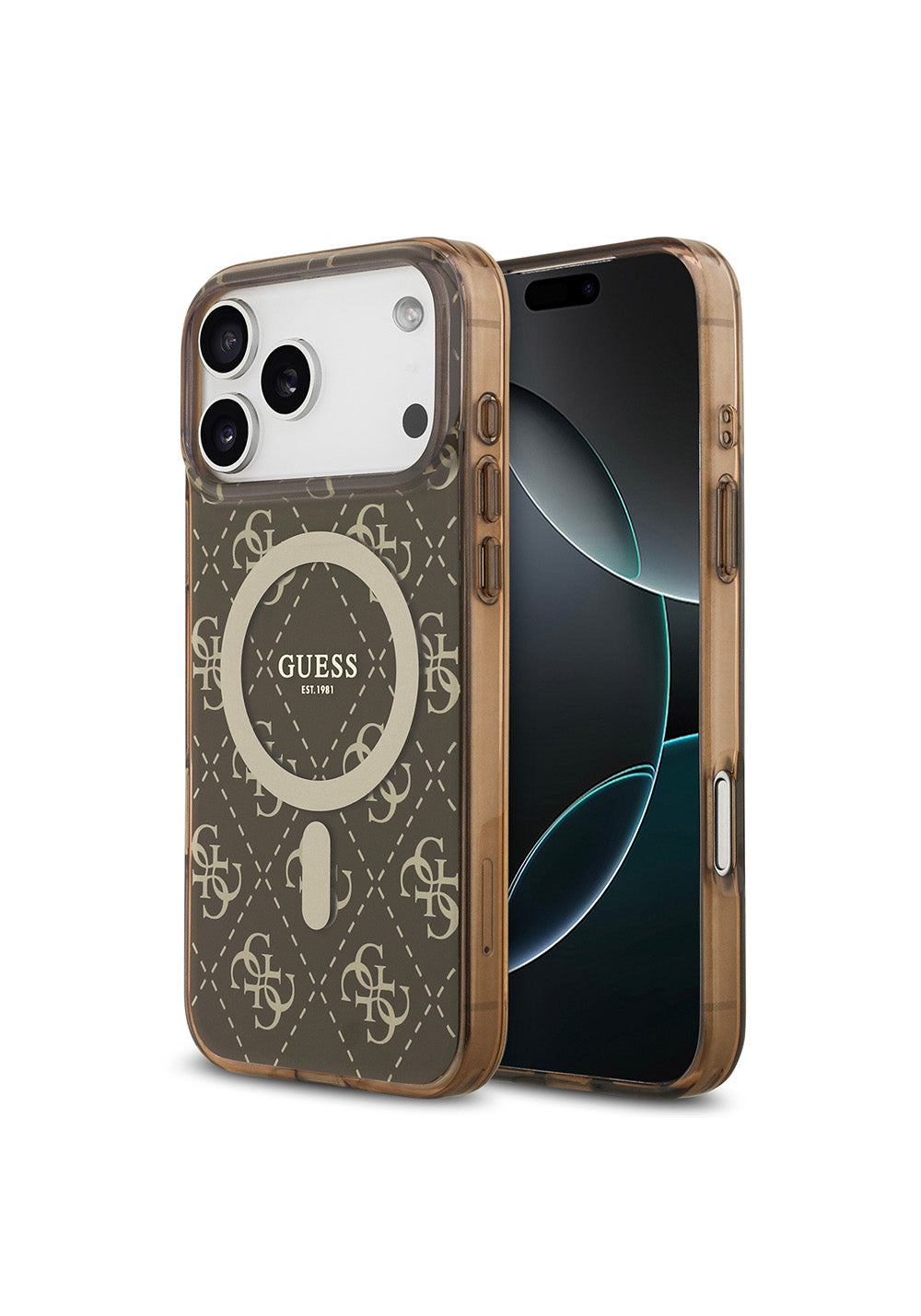 Apple iPhone 17 Pro Max Kılıf Guess Orijinal Lisanslı Manyetik Şarj Uyumlu IML Baskılı Klasik Logolu 4G Desenli Kapak