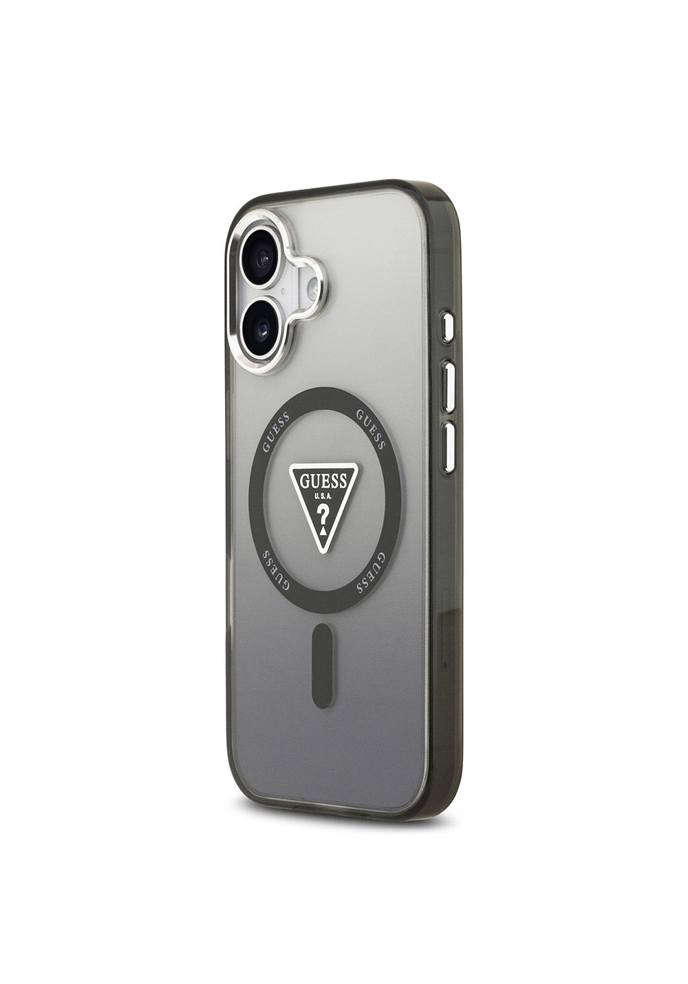 Apple iPhone 17 Kılıf Guess Orijinal Lisanslı Manyetik Şarj Uyumlu IML Baskılı Üçgen Logolu Metal Kamera Çerçeveli Kapak