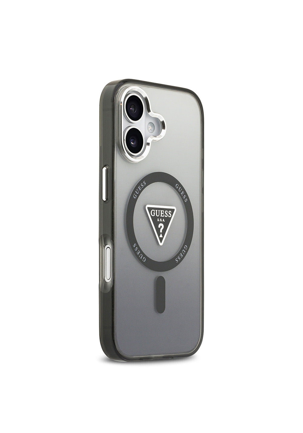 Apple iPhone 17 Kılıf Guess Orijinal Lisanslı Manyetik Şarj Uyumlu IML Baskılı Üçgen Logolu Metal Kamera Çerçeveli Kapak