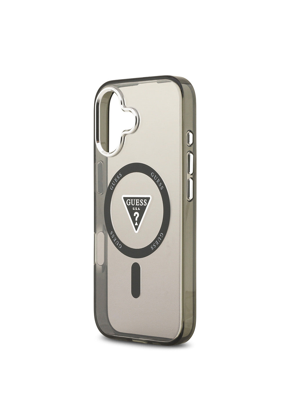 Apple iPhone 17 Kılıf Guess Orijinal Lisanslı Manyetik Şarj Uyumlu IML Baskılı Üçgen Logolu Metal Kamera Çerçeveli Kapak