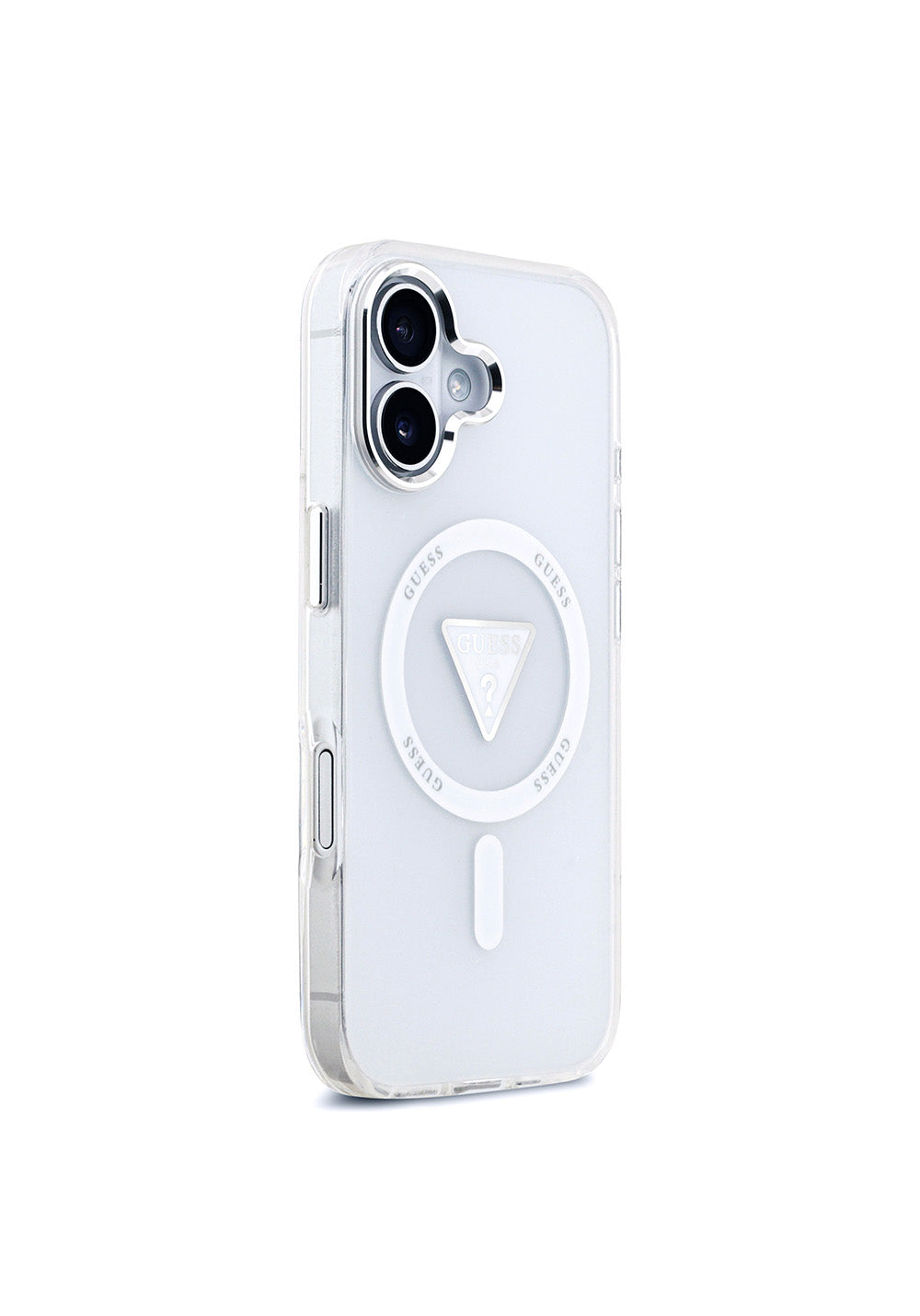 Apple iPhone 17 Kılıf Guess Orijinal Lisanslı Manyetik Şarj Uyumlu IML Baskılı Üçgen Logolu Metal Kamera Çerçeveli Kapak