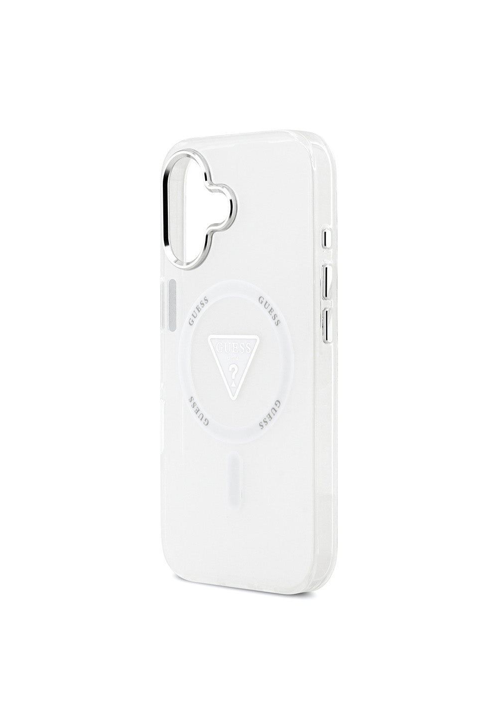Apple iPhone 17 Kılıf Guess Orijinal Lisanslı Manyetik Şarj Uyumlu IML Baskılı Üçgen Logolu Metal Kamera Çerçeveli Kapak