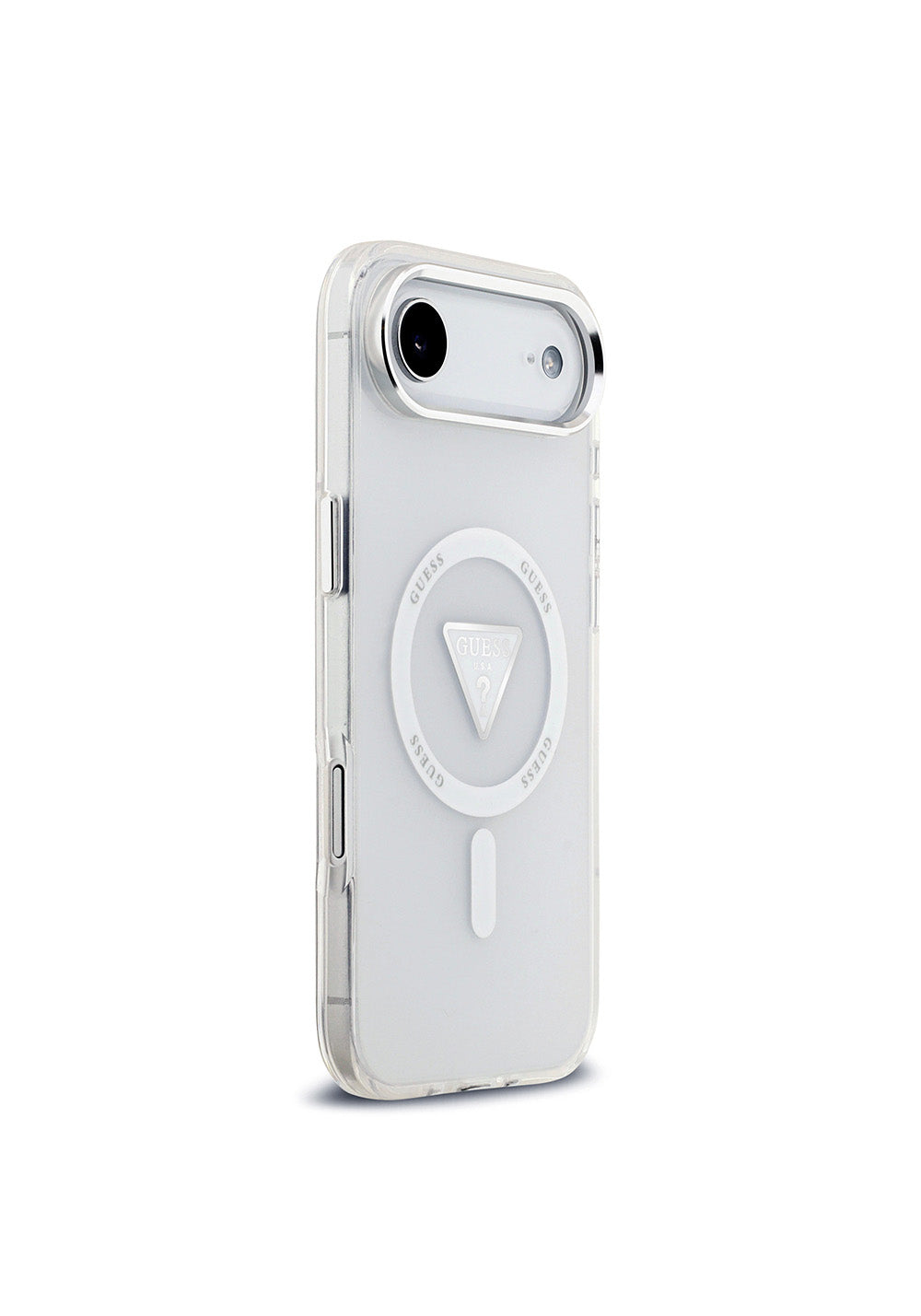 Apple iPhone 17 Air Kılıf Guess Orijinal Lisanslı Manyetik Şarj Uyumlu IML Baskılı Üçgen Logolu Metal Kamera Çerçeveli Kapak