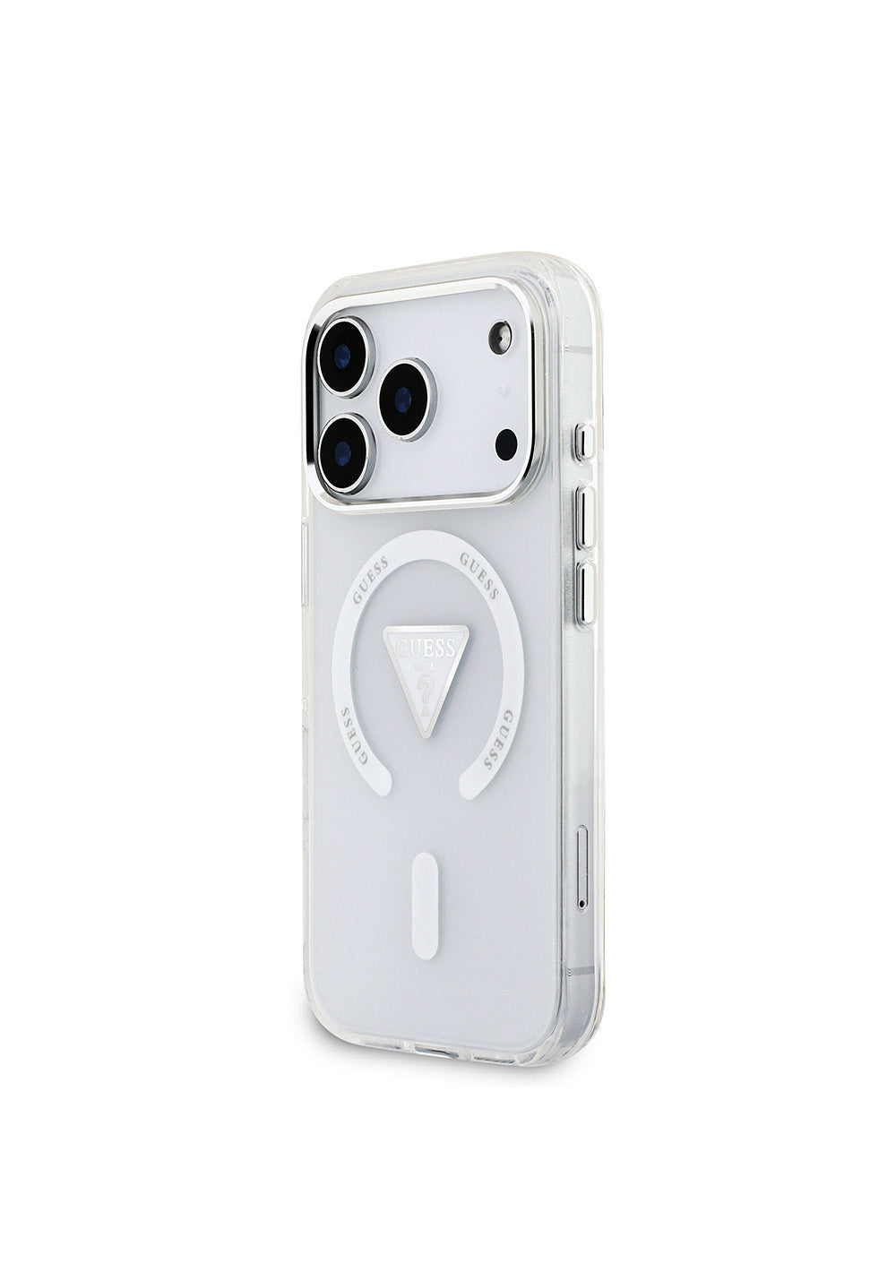 Apple iPhone 17 Pro Kılıf Guess Orijinal Lisanslı Manyetik Şarj Uyumlu IML Baskılı Üçgen Logolu Metal Kamera Çerçeveli Kapak