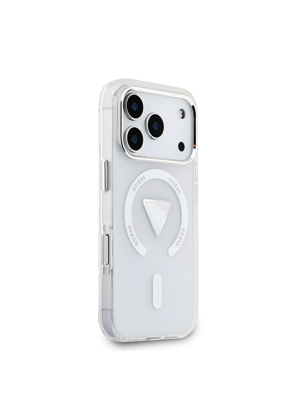 Apple iPhone 17 Pro Kılıf Guess Orijinal Lisanslı Manyetik Şarj Uyumlu IML Baskılı Üçgen Logolu Metal Kamera Çerçeveli Kapak