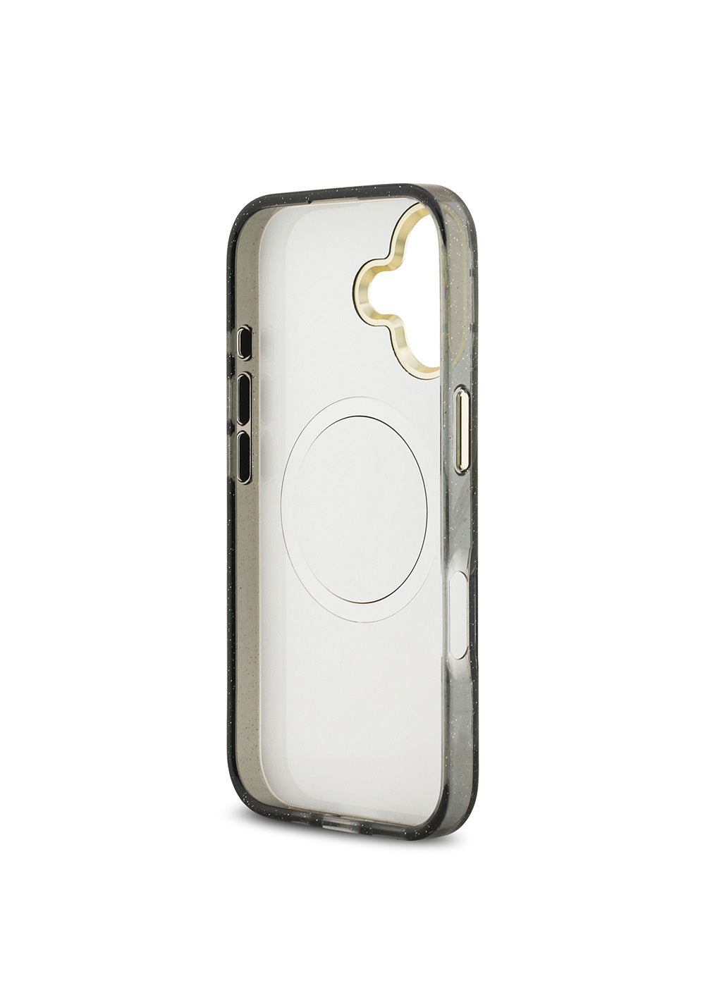Apple iPhone 17 Kılıf Guess Orijinal Lisanslı Manyetik Şarj Uyumlu Simli Çiçek Desenli Metal Kamera Çerçeveli Üçgen Logolu Kapak