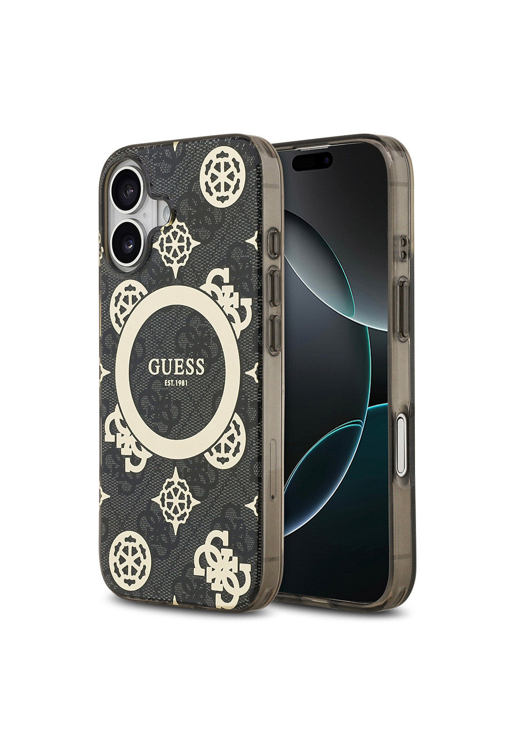 Apple iPhone 17 Kılıf Guess Orijinal Lisanslı Manyetik Şarj Uyumlu IML Peony ve 4G Desenli Klasik Logolu Kapak