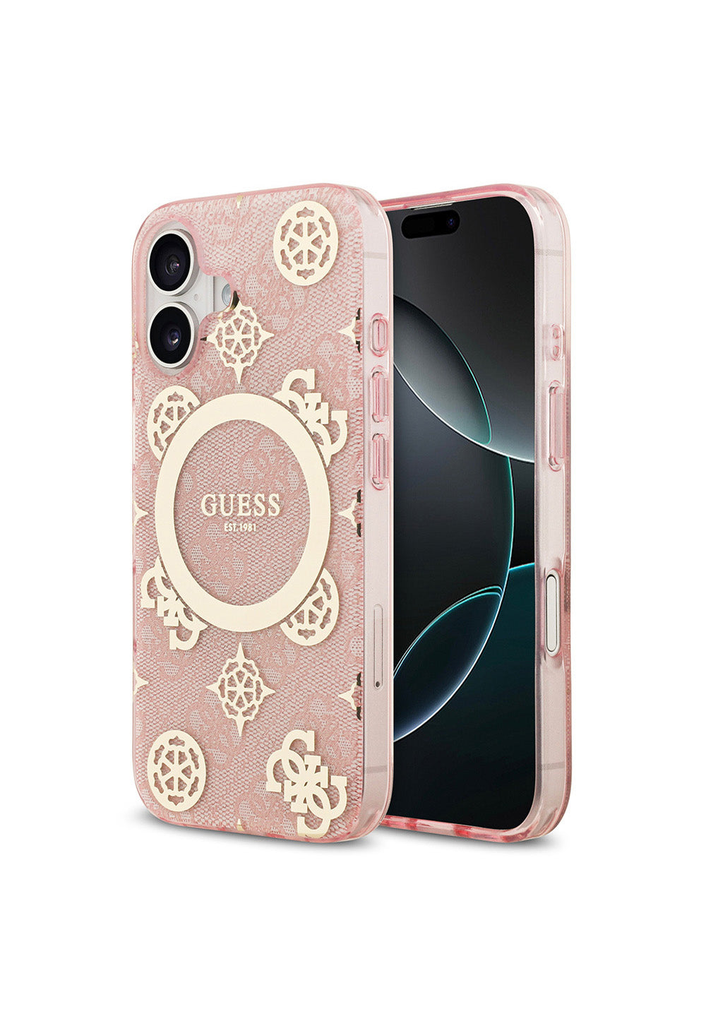 Apple iPhone 17 Kılıf Guess Orijinal Lisanslı Manyetik Şarj Uyumlu IML Peony ve 4G Desenli Klasik Logolu Kapak