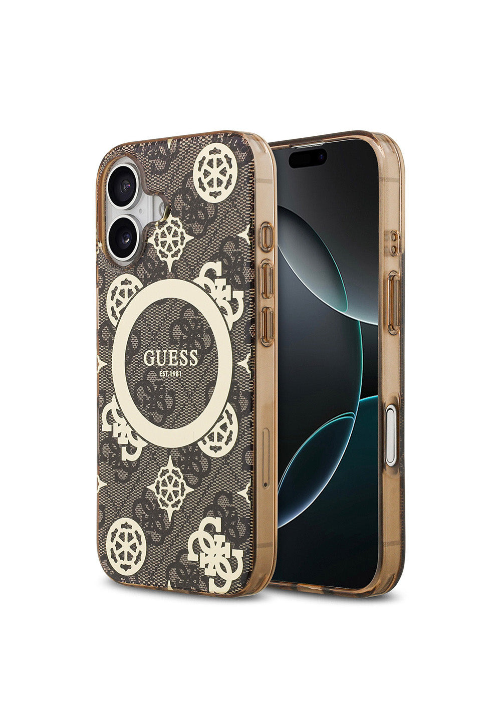 Apple iPhone 17 Kılıf Guess Orijinal Lisanslı Manyetik Şarj Uyumlu IML Peony ve 4G Desenli Klasik Logolu Kapak