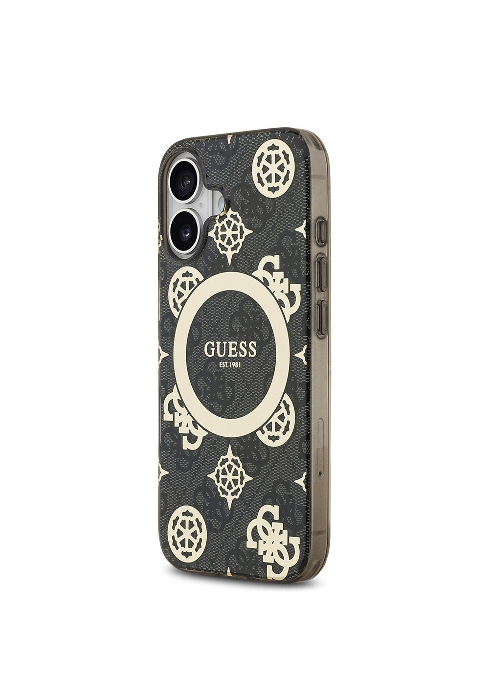Apple iPhone 17 Kılıf Guess Orijinal Lisanslı Manyetik Şarj Uyumlu IML Peony ve 4G Desenli Klasik Logolu Kapak
