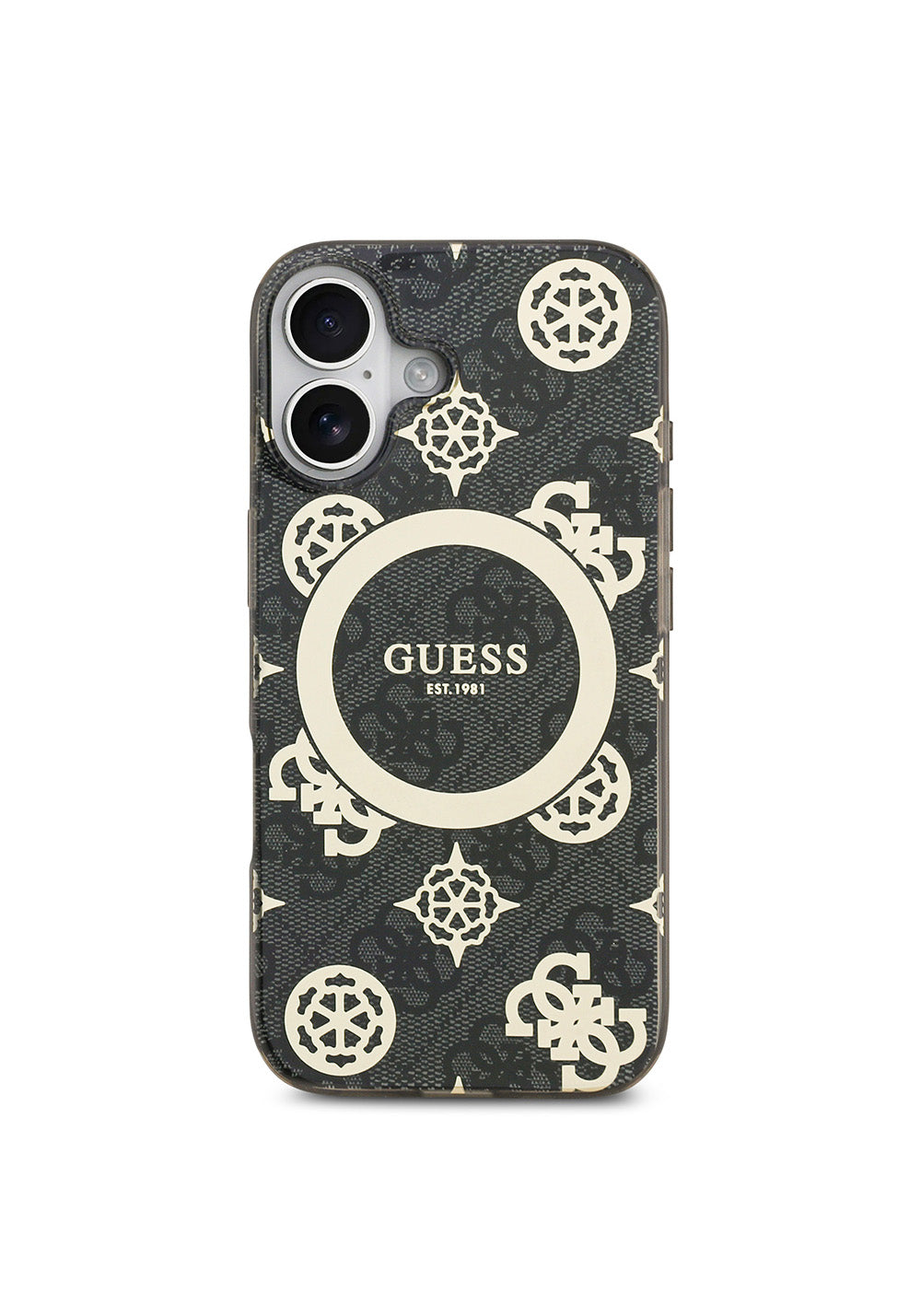 Apple iPhone 17 Kılıf Guess Orijinal Lisanslı Manyetik Şarj Uyumlu IML Peony ve 4G Desenli Klasik Logolu Kapak