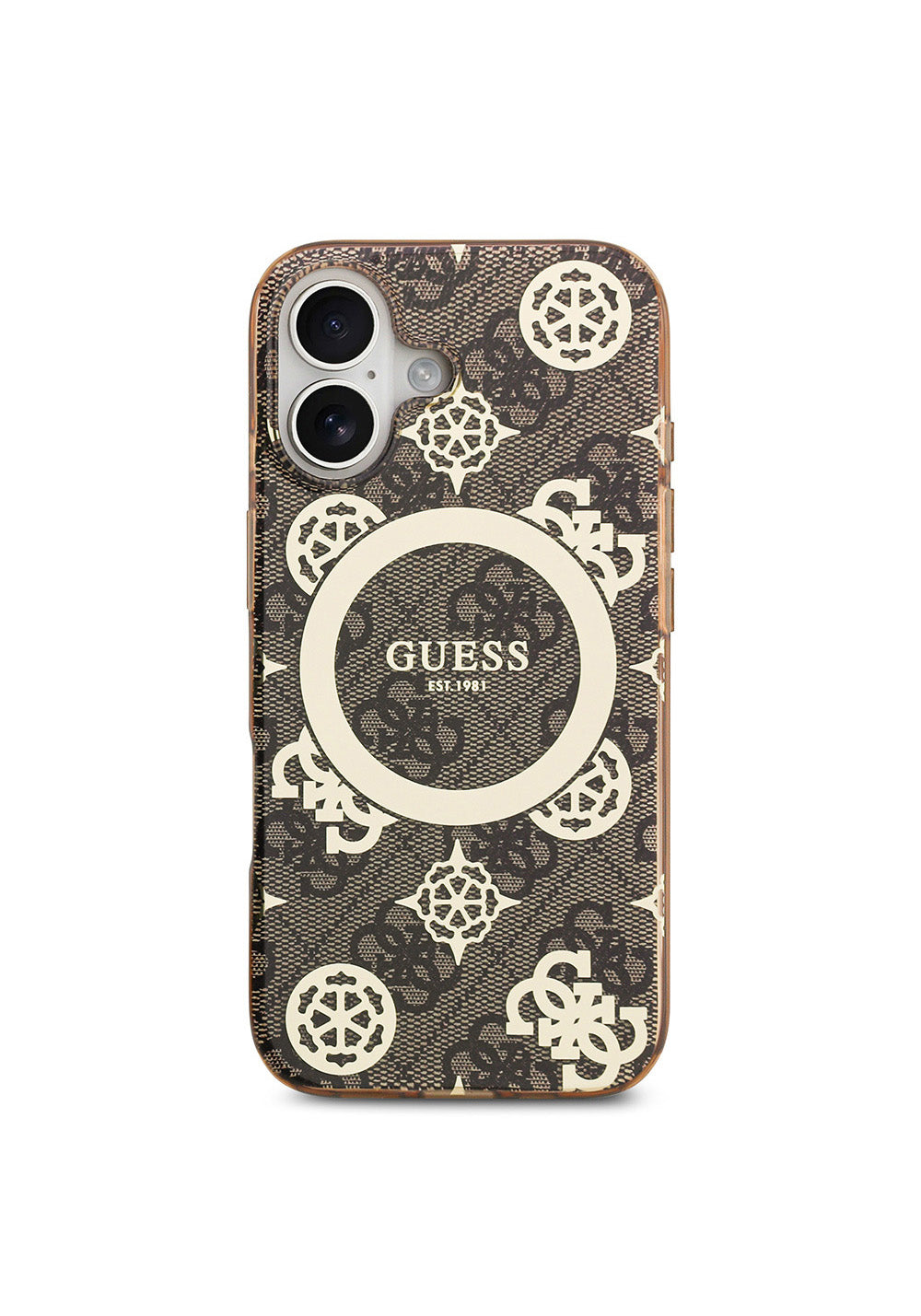 Apple iPhone 17 Kılıf Guess Orijinal Lisanslı Manyetik Şarj Uyumlu IML Peony ve 4G Desenli Klasik Logolu Kapak