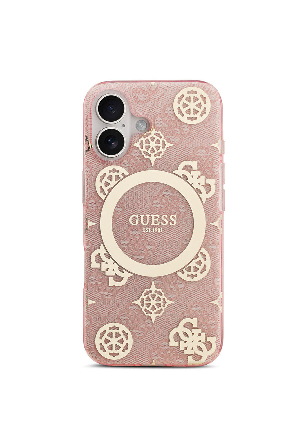 Apple iPhone 17 Kılıf Guess Orijinal Lisanslı Manyetik Şarj Uyumlu IML Peony ve 4G Desenli Klasik Logolu Kapak