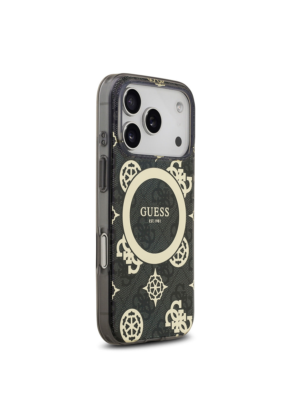 Apple iPhone 17 Pro Kılıf Guess Orijinal Lisanslı Manyetik Şarj Uyumlu IML Peony ve 4G Desenli Klasik Logolu Kapak