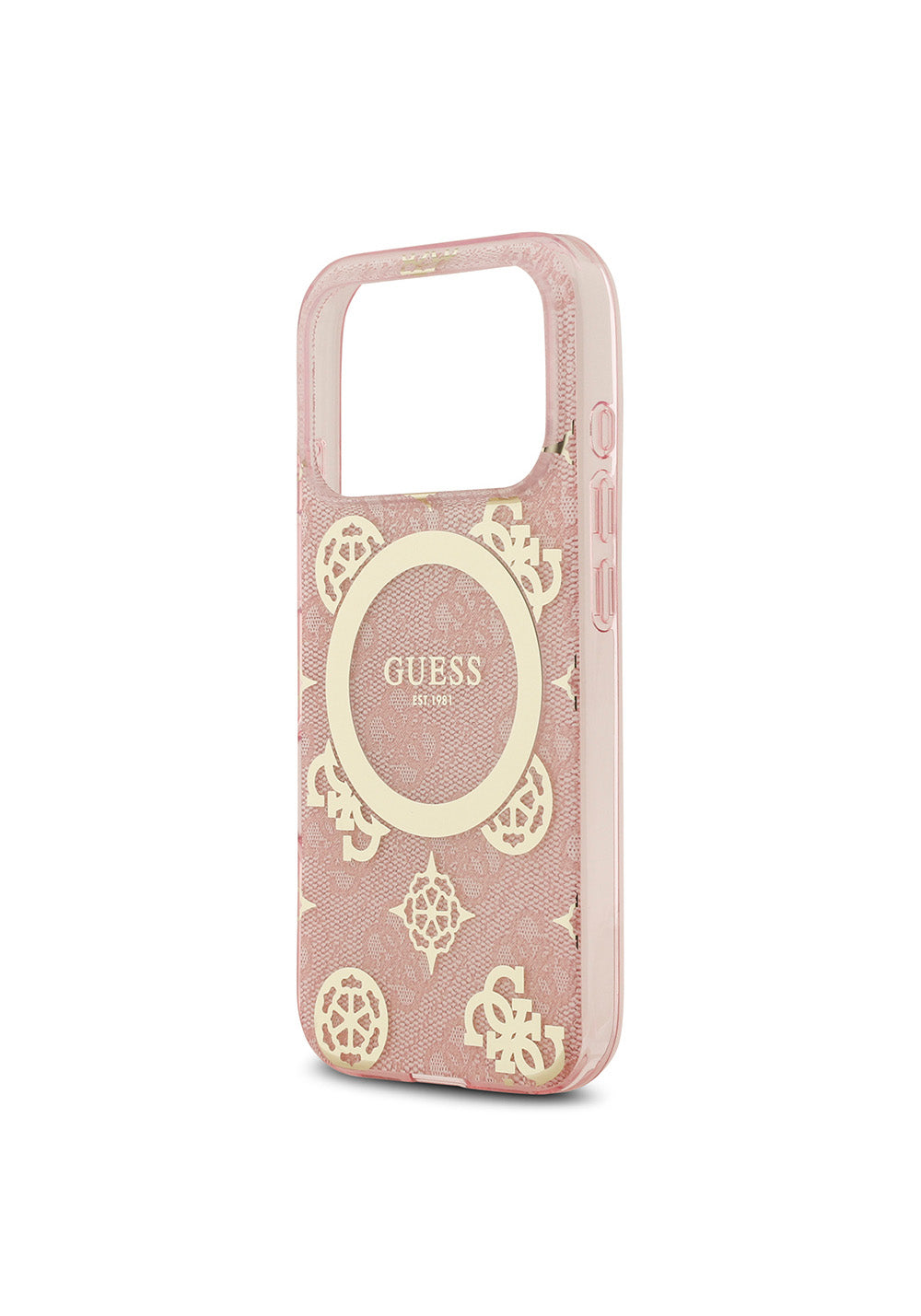 Apple iPhone 17 Pro Kılıf Guess Orijinal Lisanslı Manyetik Şarj Uyumlu IML Peony ve 4G Desenli Klasik Logolu Kapak