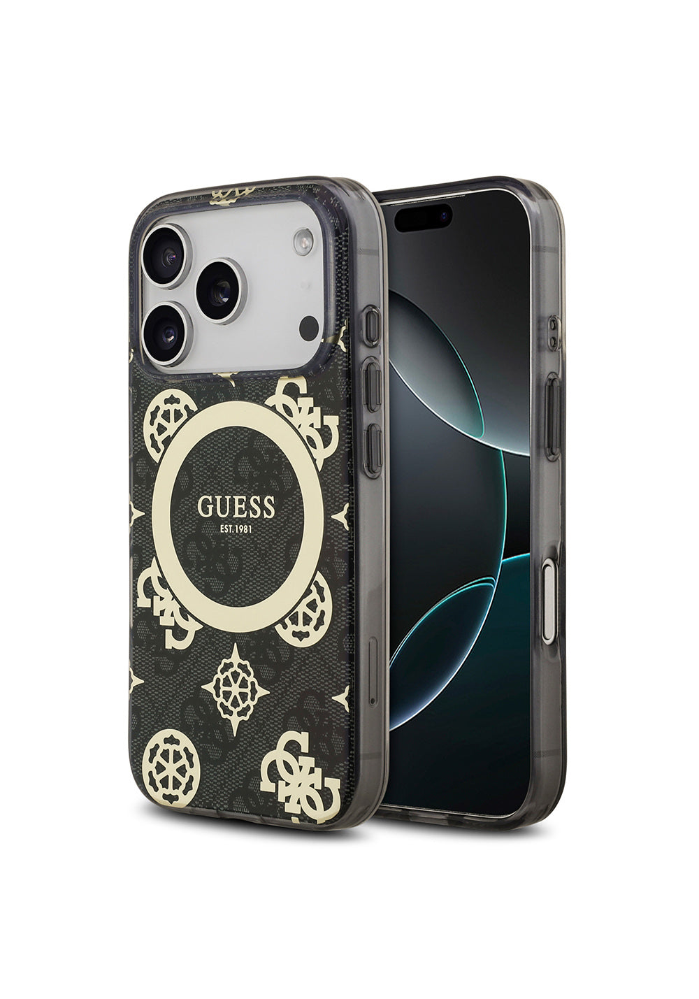 Apple iPhone 17 Pro Max Kılıf Guess Orijinal Lisanslı Manyetik Şarj Uyumlu IML Peony ve 4G Desenli Klasik Logolu Kapak
