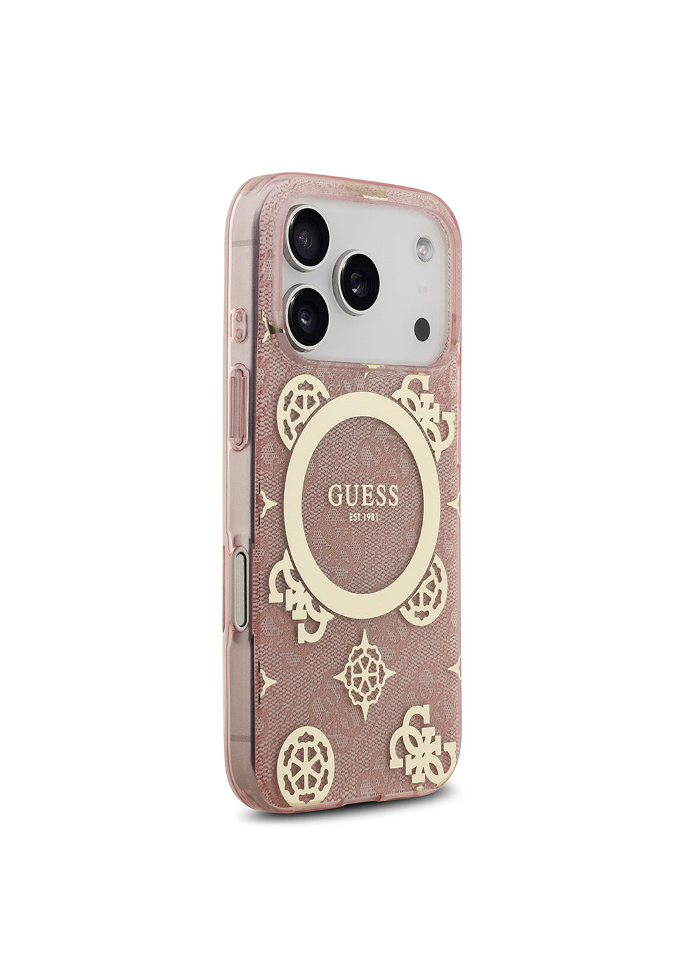 Apple iPhone 17 Pro Max Kılıf Guess Orijinal Lisanslı Manyetik Şarj Uyumlu IML Peony ve 4G Desenli Klasik Logolu Kapak