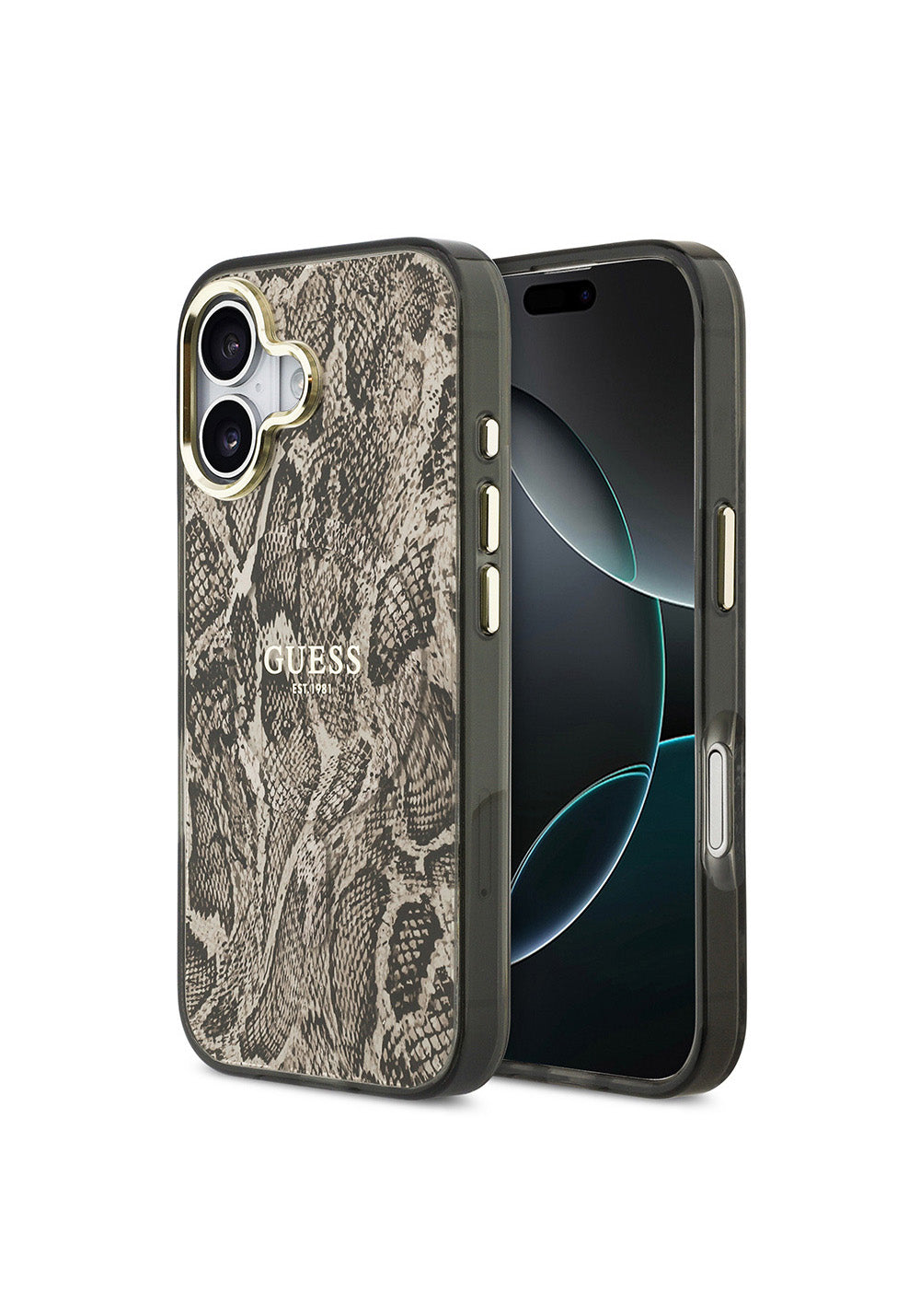 Apple iPhone 17 Kılıf Guess Orijinal Lisanslı Manyetik Şarj Uyumlu Yazı Logolu Python Desenli Kapak