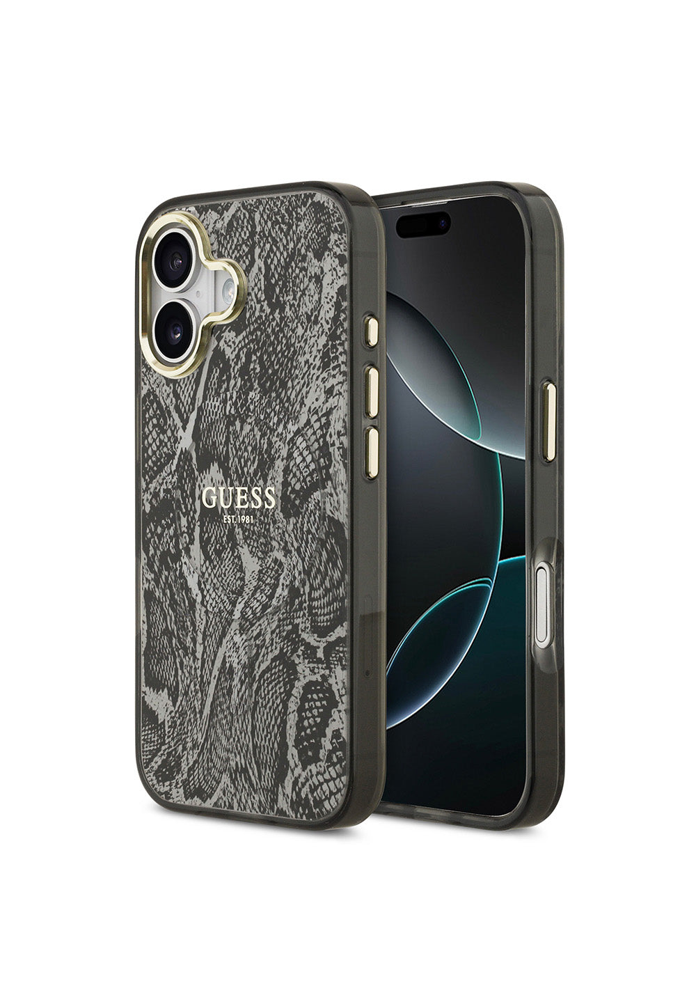 Apple iPhone 17 Kılıf Guess Orijinal Lisanslı Manyetik Şarj Uyumlu Yazı Logolu Python Desenli Kapak