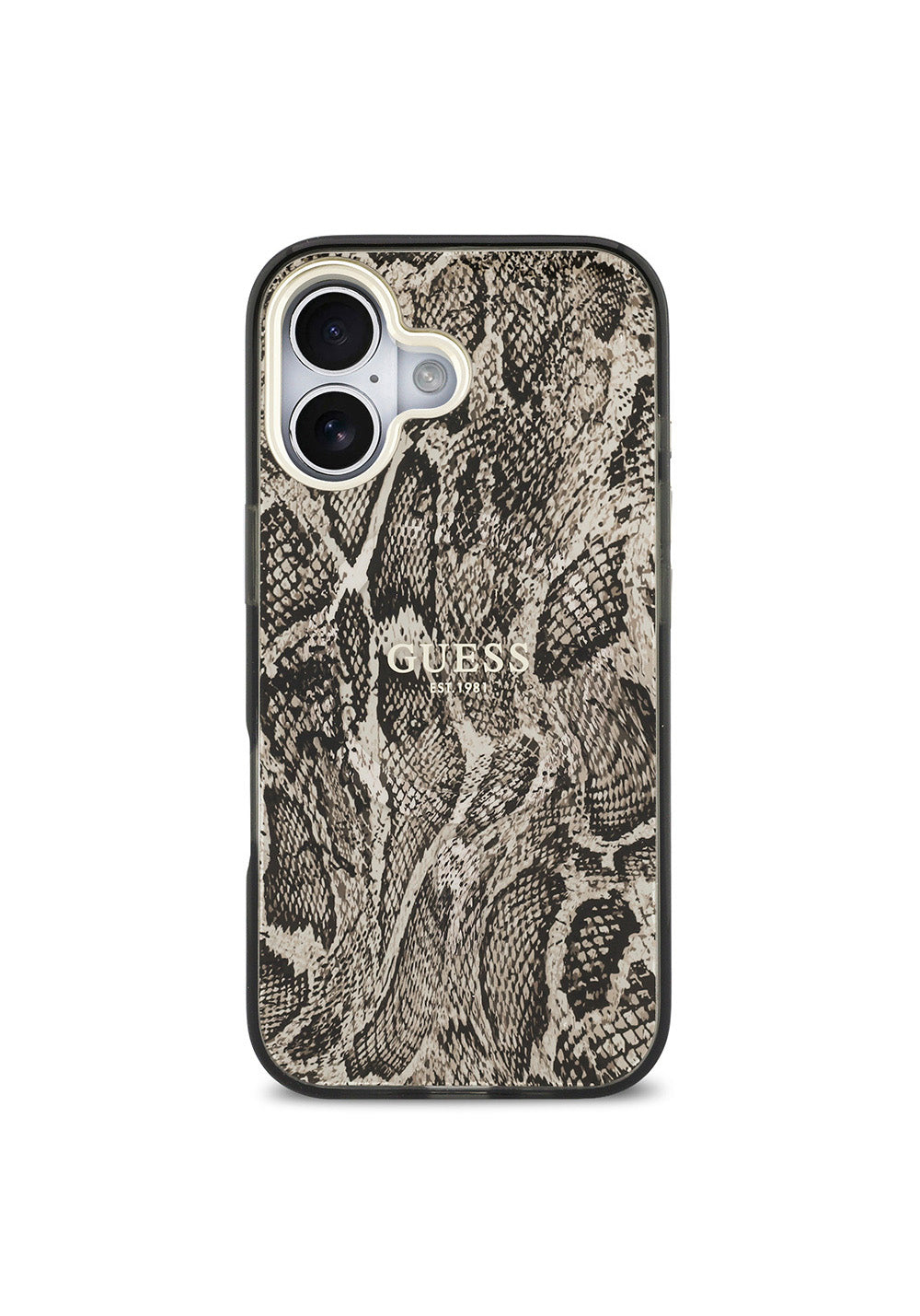 Apple iPhone 17 Kılıf Guess Orijinal Lisanslı Manyetik Şarj Uyumlu Yazı Logolu Python Desenli Kapak