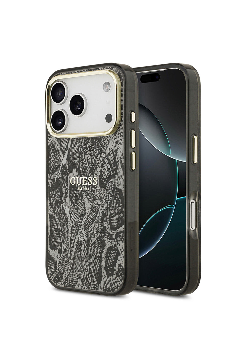 Apple iPhone 17 Pro Kılıf Guess Orijinal Lisanslı Manyetik Şarj Uyumlu Yazı Logolu Python Desenli Kapak
