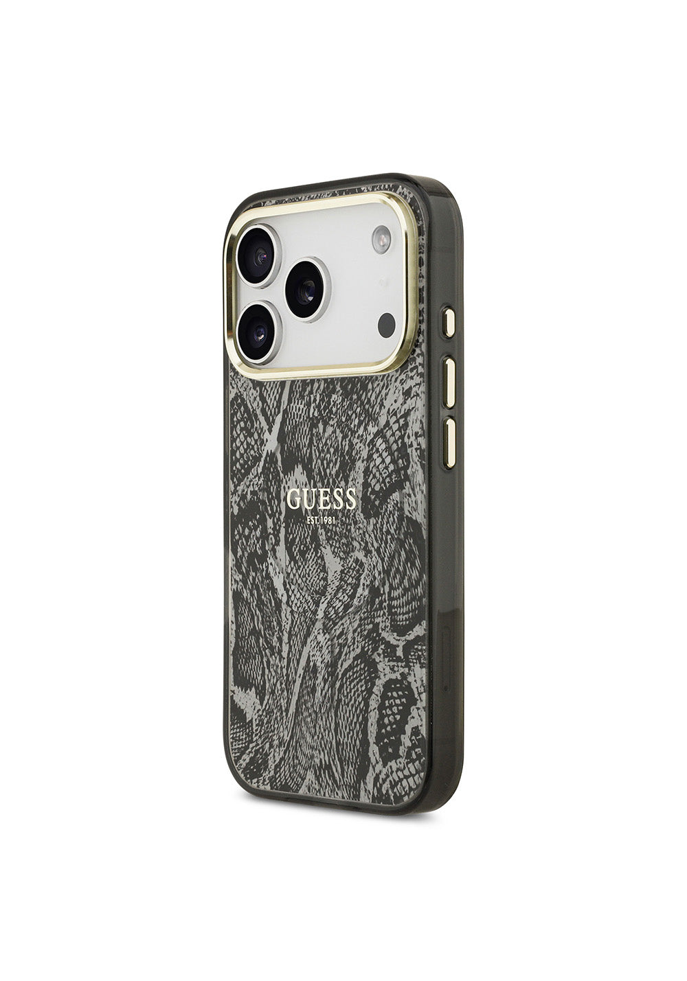 Apple iPhone 17 Pro Kılıf Guess Orijinal Lisanslı Manyetik Şarj Uyumlu Yazı Logolu Python Desenli Kapak