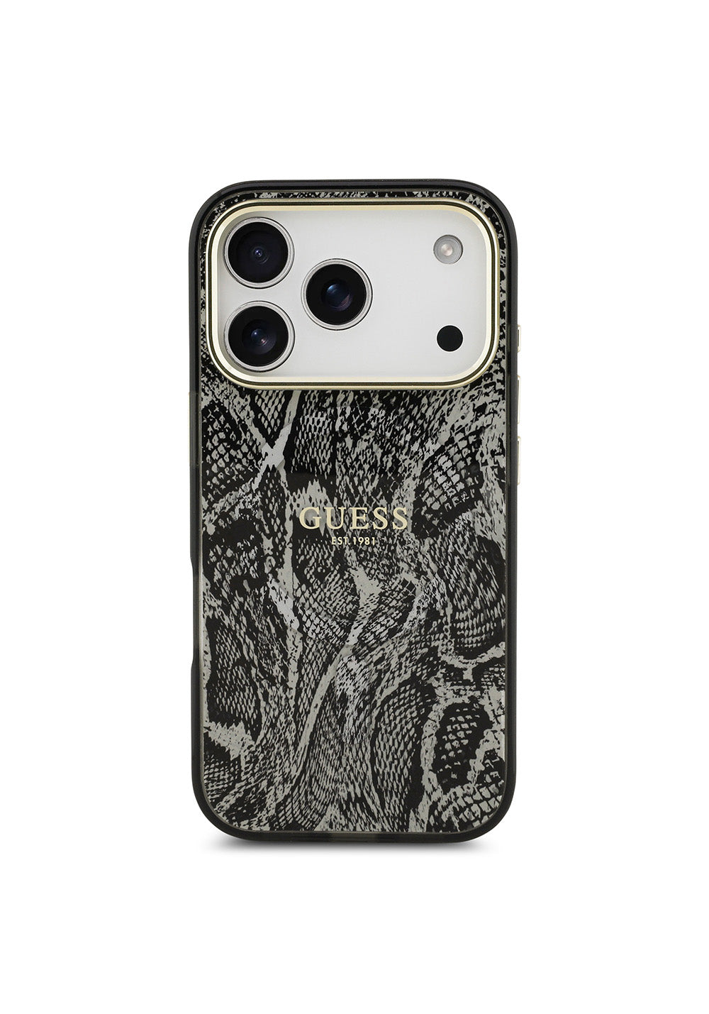 Apple iPhone 17 Pro Kılıf Guess Orijinal Lisanslı Manyetik Şarj Uyumlu Yazı Logolu Python Desenli Kapak