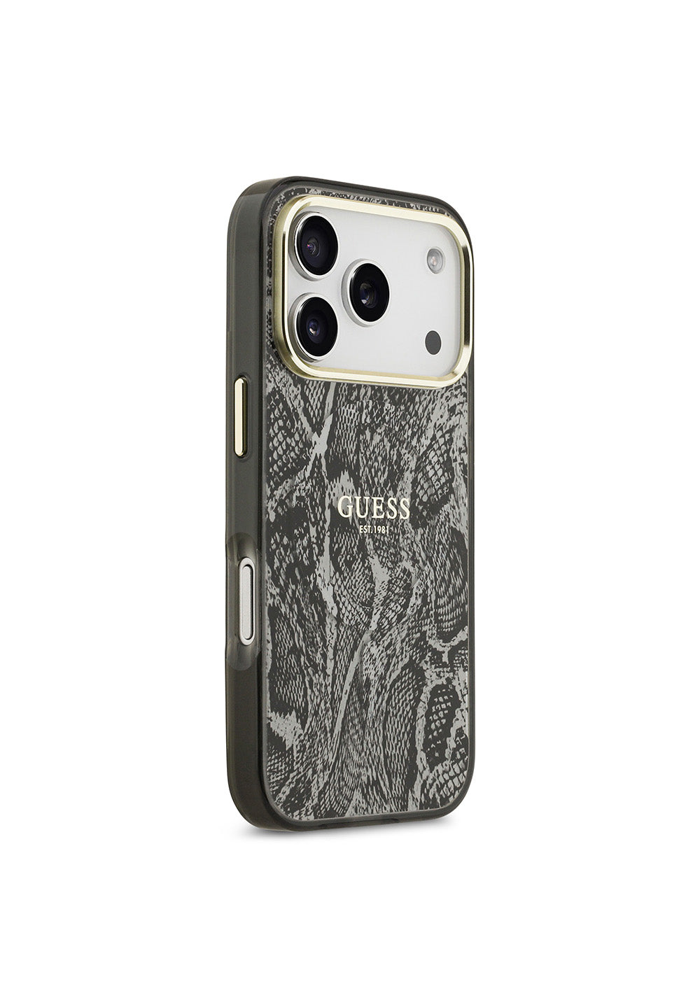 Apple iPhone 17 Pro Kılıf Guess Orijinal Lisanslı Manyetik Şarj Uyumlu Yazı Logolu Python Desenli Kapak