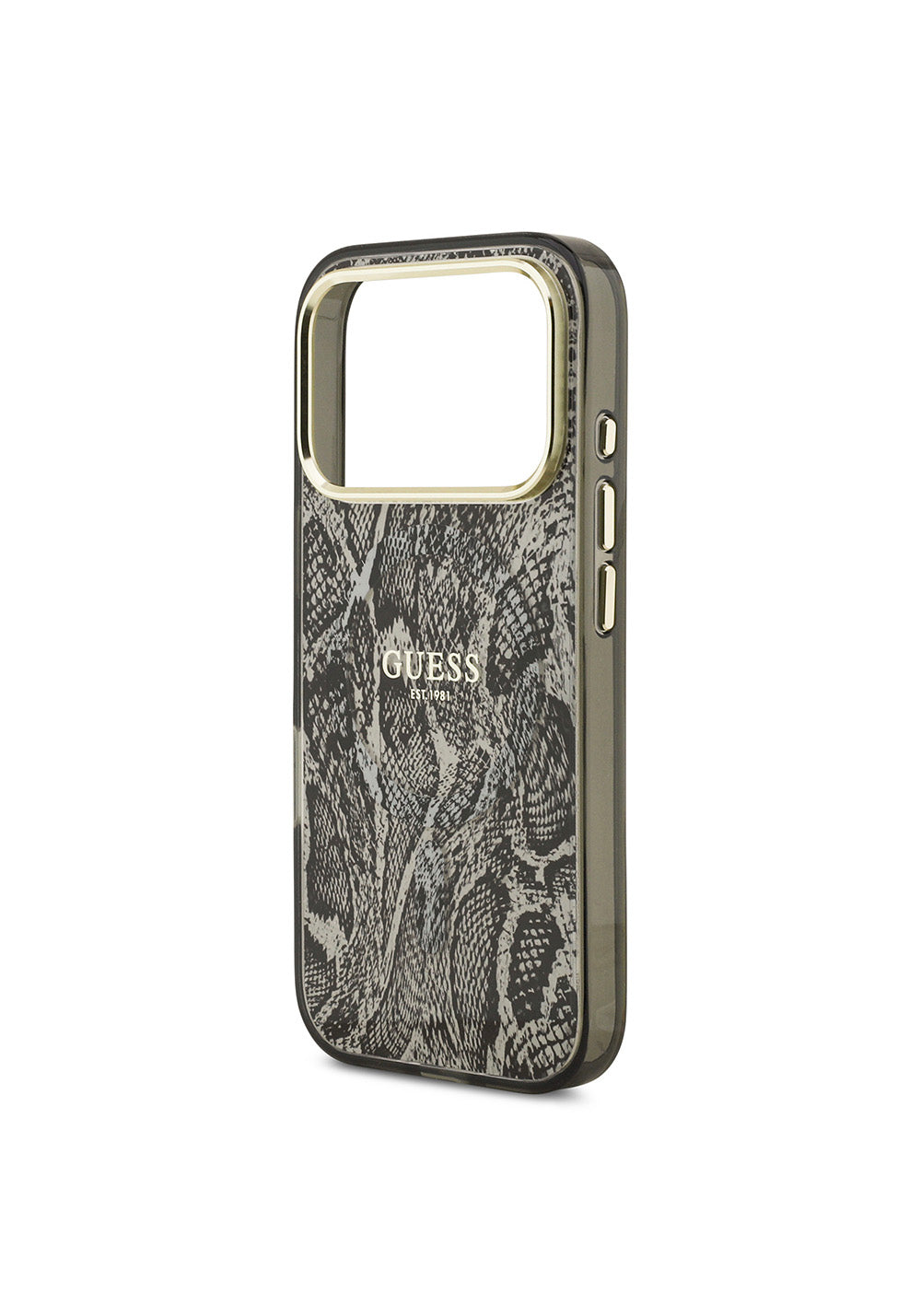 Apple iPhone 17 Pro Kılıf Guess Orijinal Lisanslı Manyetik Şarj Uyumlu Yazı Logolu Python Desenli Kapak
