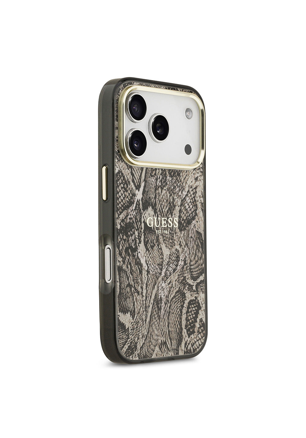 Apple iPhone 17 Pro Kılıf Guess Orijinal Lisanslı Manyetik Şarj Uyumlu Yazı Logolu Python Desenli Kapak