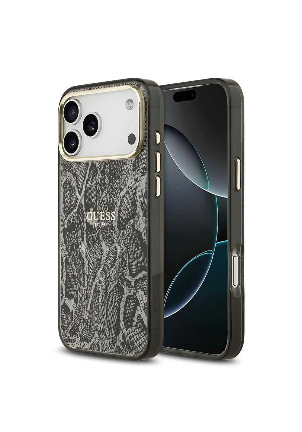 Apple iPhone 17 Pro Max Kılıf Guess Orijinal Lisanslı Manyetik Şarj Uyumlu Yazı Logolu Python Desenli Kapak
