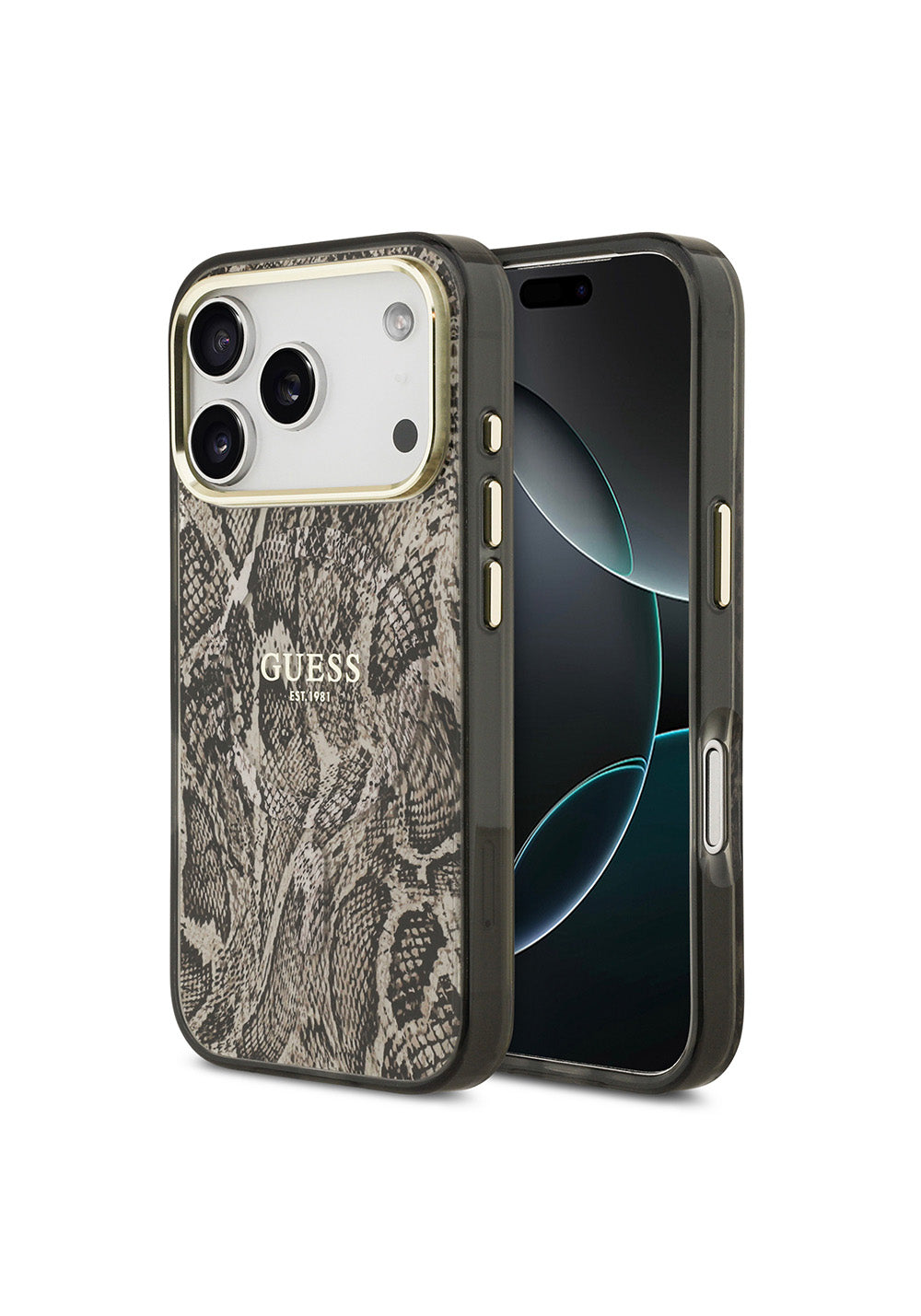 Apple iPhone 17 Pro Max Kılıf Guess Orijinal Lisanslı Manyetik Şarj Uyumlu Yazı Logolu Python Desenli Kapak