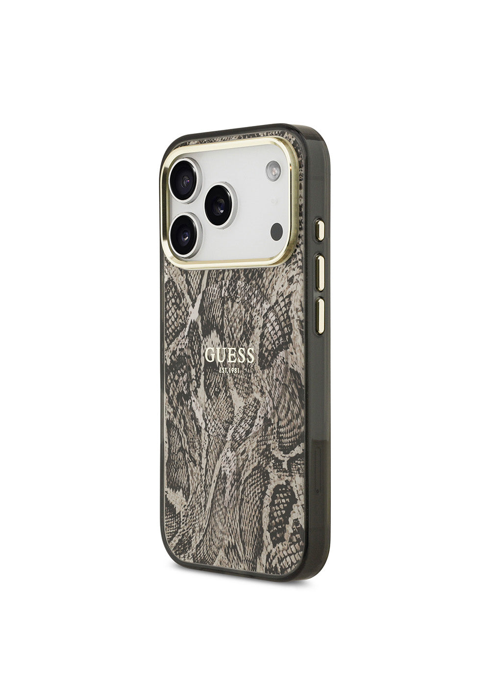 Apple iPhone 17 Pro Max Kılıf Guess Orijinal Lisanslı Manyetik Şarj Uyumlu Yazı Logolu Python Desenli Kapak